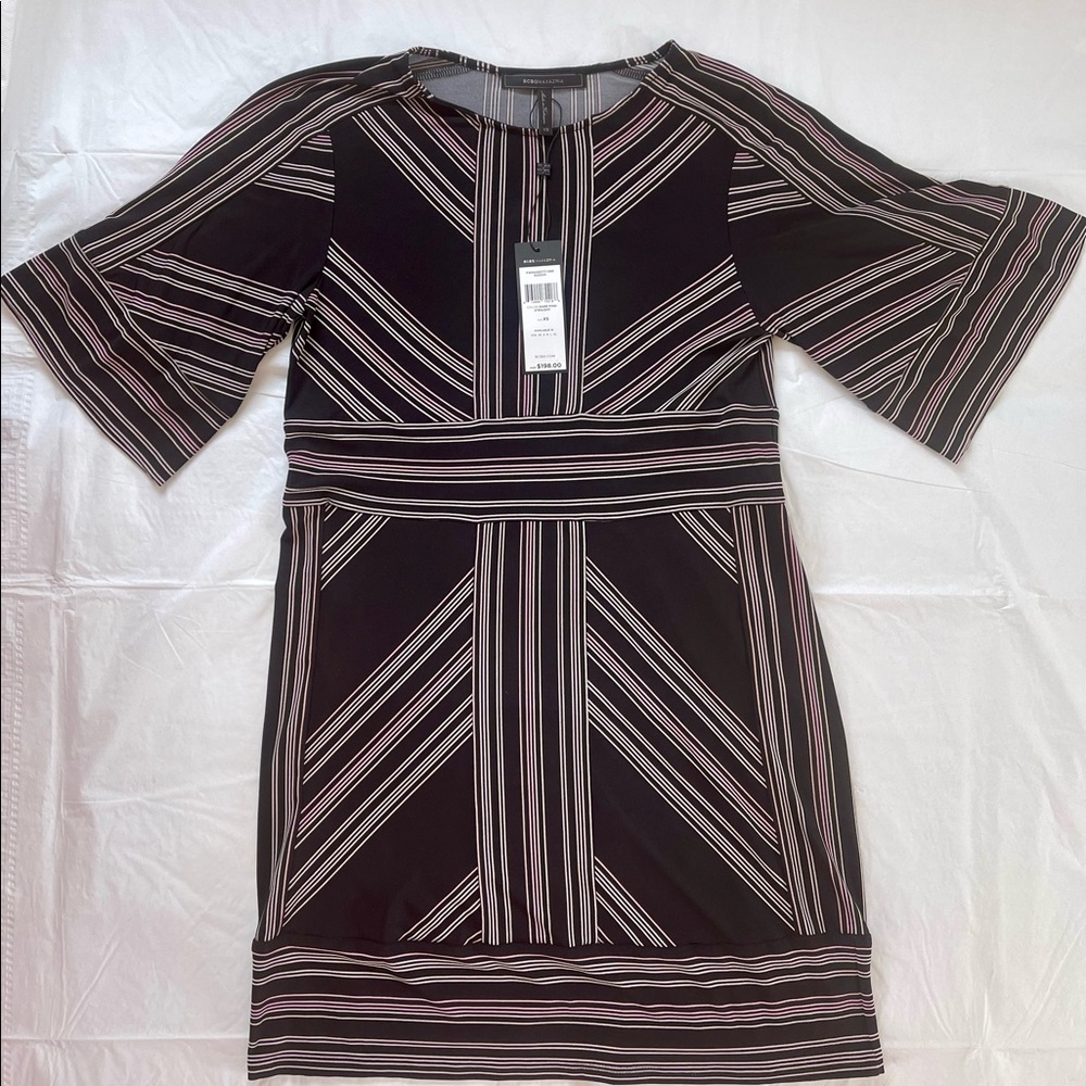 BCBGMAXAZRIA Round Neck Mini Dress